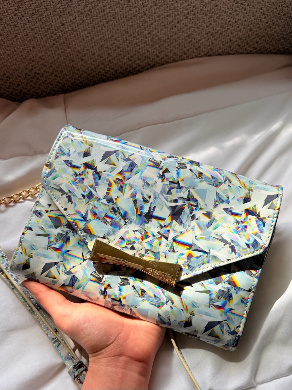 Betsey Johnson Diamond Sparkle Prismatic Geometric Diamond Wallet Crossbody Bag - Picture 5 of 5